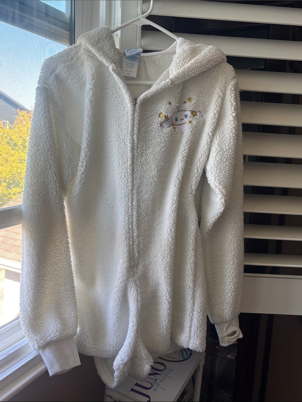 White Plush Zip-Up Hoodie for Kids